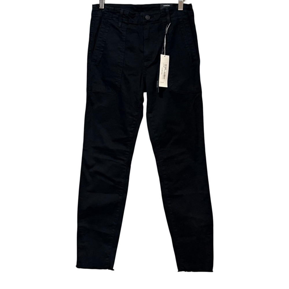 Vince Womens Skinny Military Pant Black Wash Ankle Zip Raw Hem DV2872955 Size 28